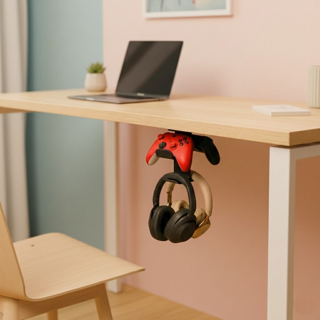 Wublue Monolith 3D Printed Under Desk Headphone & Dual Controller Stand