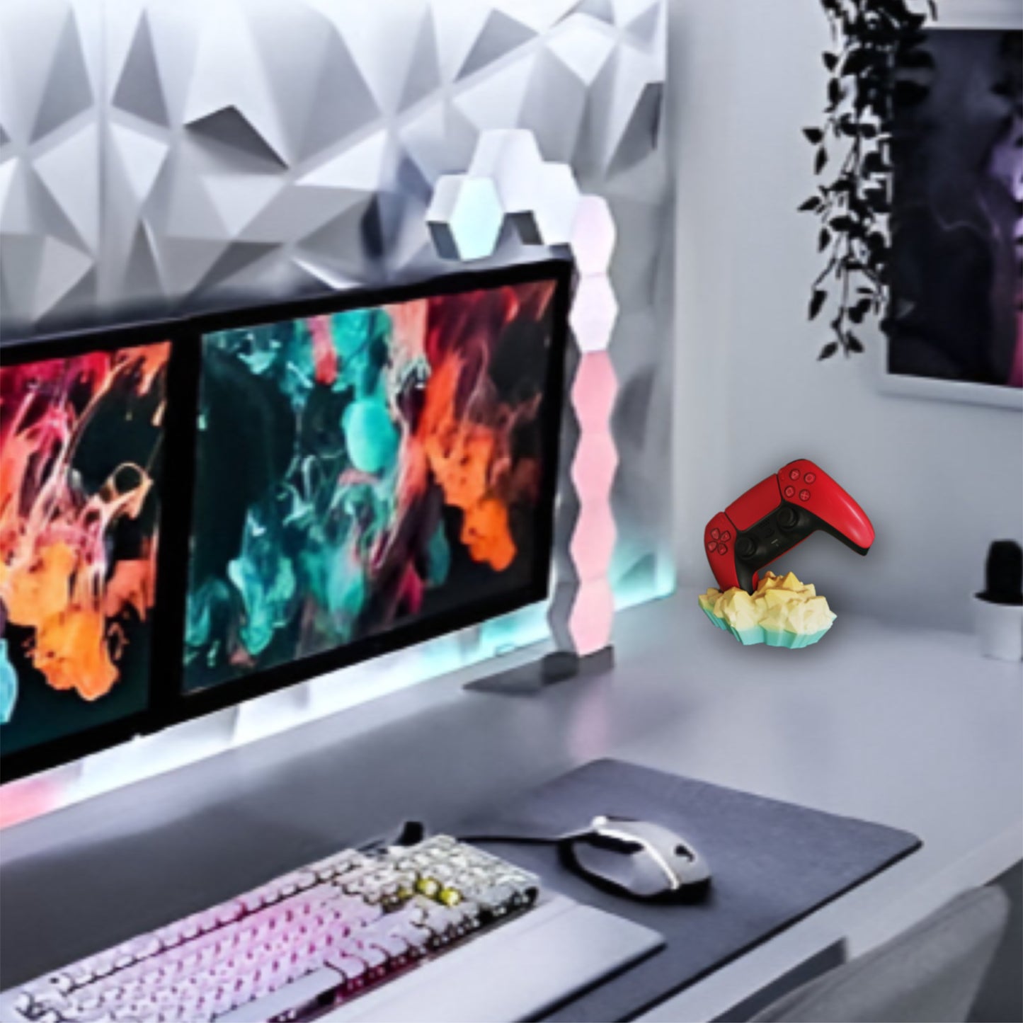 Wublue Crystal Ridge – Controller Stand | DualSense & Gamepad Compatible | Geometric Design Base | Bold & Minimal Desk Display