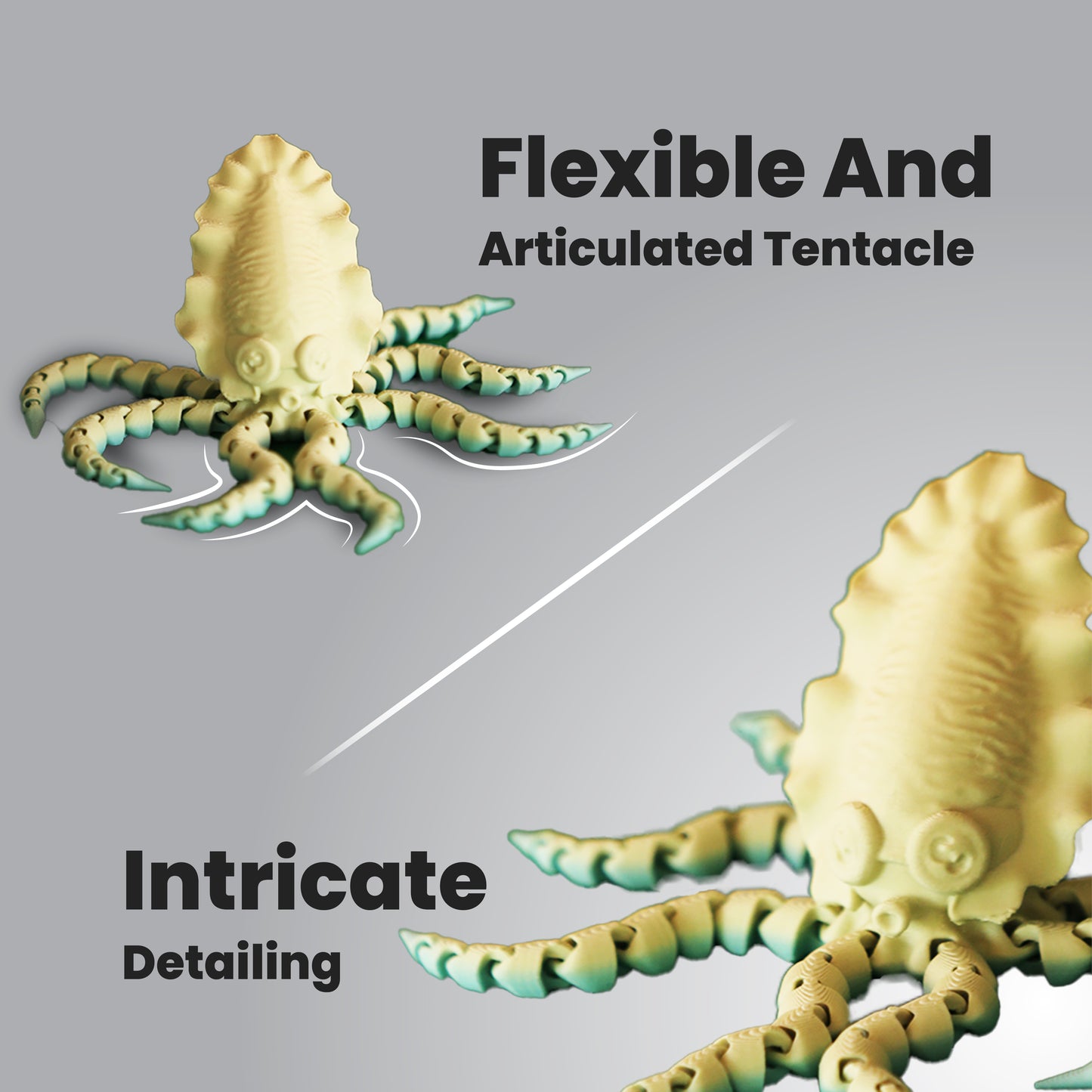 Wublue FlexiSquid Articulated Squid Toy | Flexible Tentacles | Fidget Companion & Desk Decor for All Ages