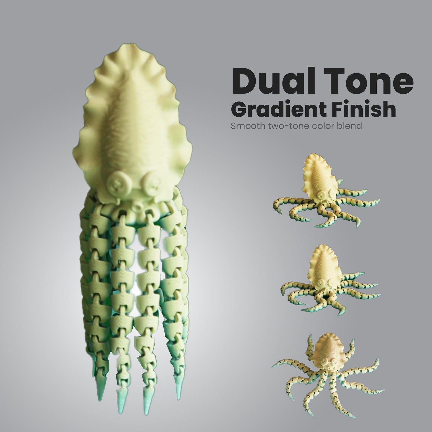 Wublue FlexiSquid Articulated Squid Toy | Flexible Tentacles | Fidget Companion & Desk Decor for All Ages