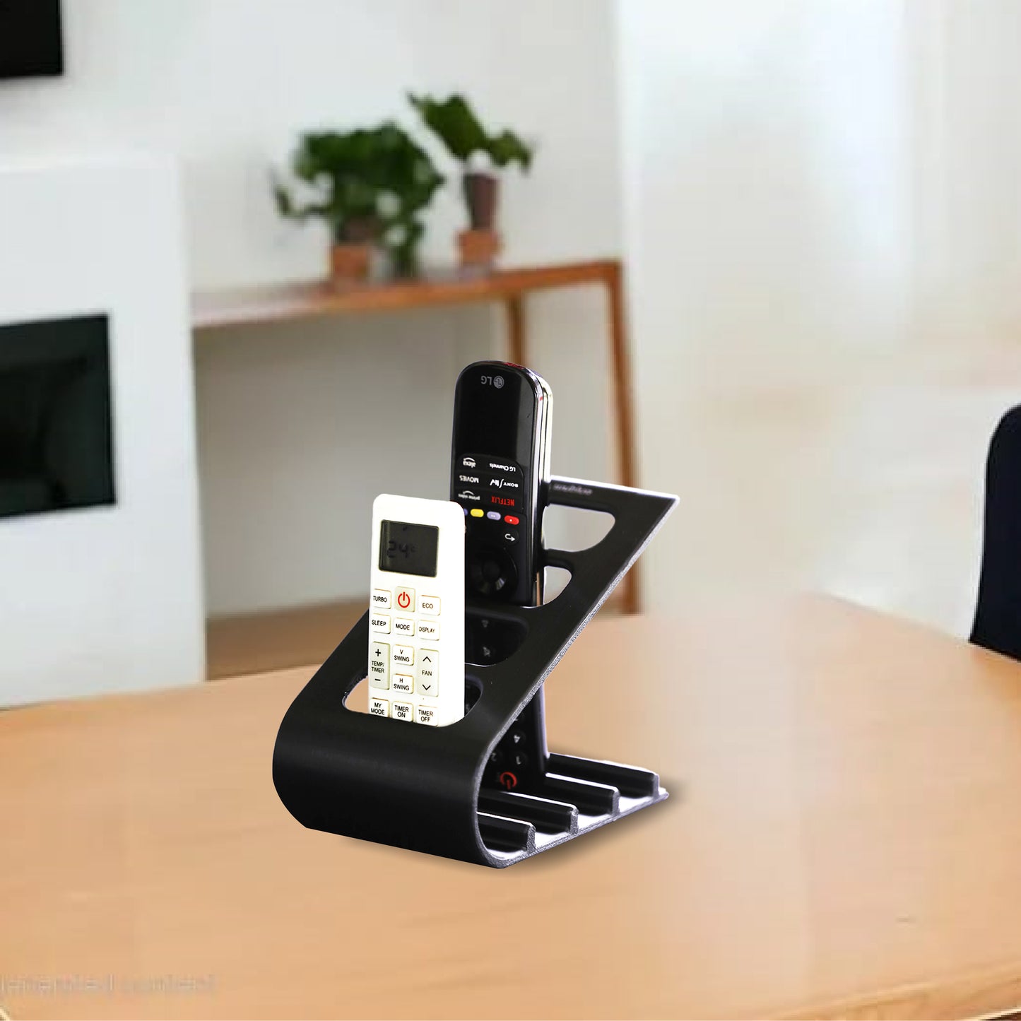 Wublue SleekDock – Remote Holder Stand | Holds up to 4 Remotes | Ergonomic Slant Design | Desk & Living Room Organizer