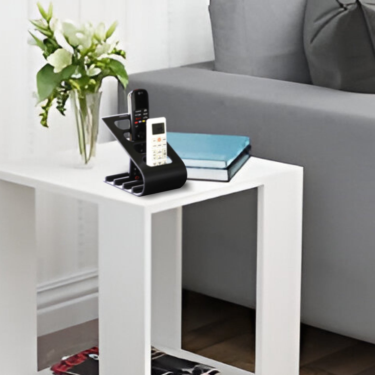 Wublue SleekDock – Remote Holder Stand | Holds up to 4 Remotes | Ergonomic Slant Design | Desk & Living Room Organizer