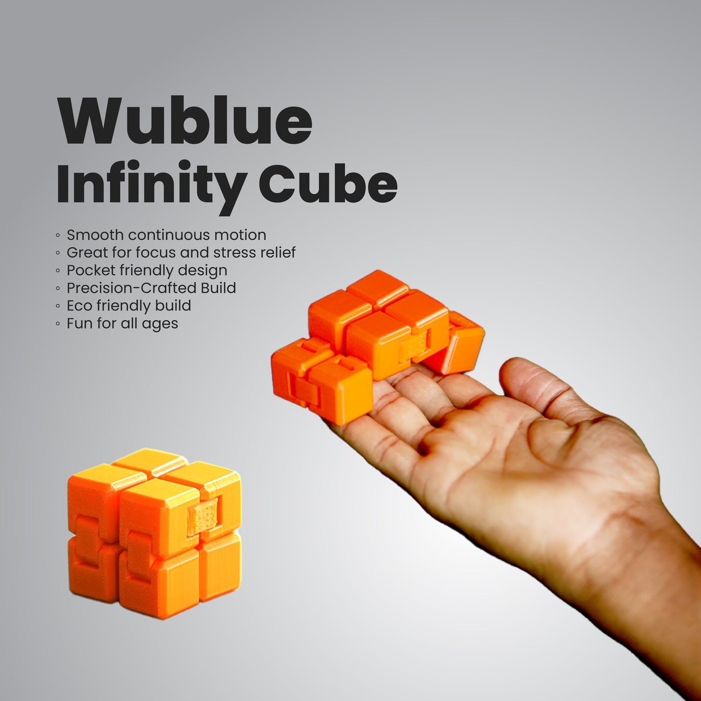 Wublue Infinity Cube – Fidget Toy for Focus & Stress Relief | Pocket-Sized, Smooth Hinges | Fun Desk Gadget for All Ages