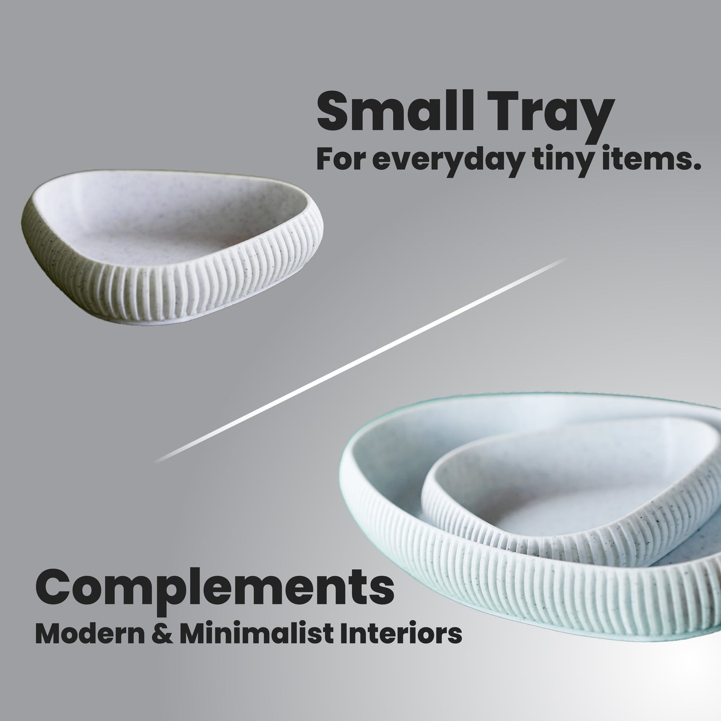 Wublue oval tray small – Compact Decorative Tray | Modern Ribbed Texture | For Rings, Coins, Keys & Small Essentials