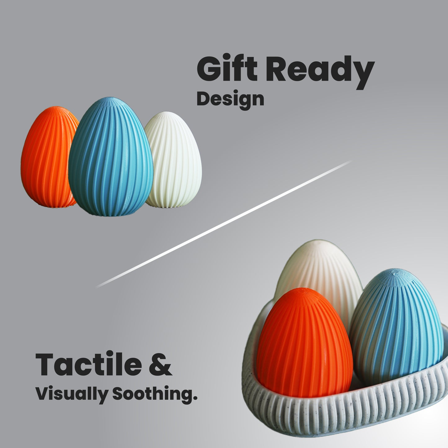 Wublue Easter Egg – Single Ribbed Decorative Egg | Minimalist Desk & Shelf Accent