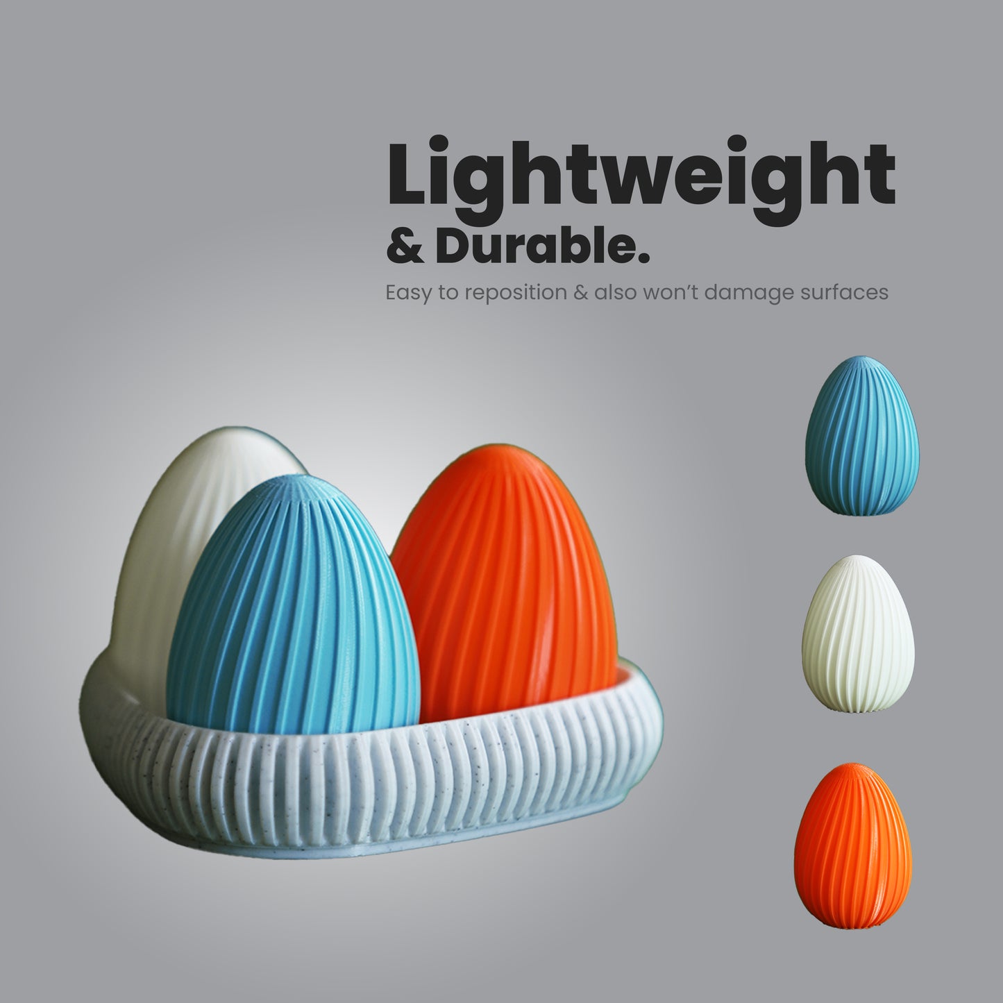 Wublue Easter Egg – Single Ribbed Decorative Egg | Minimalist Desk & Shelf Accent
