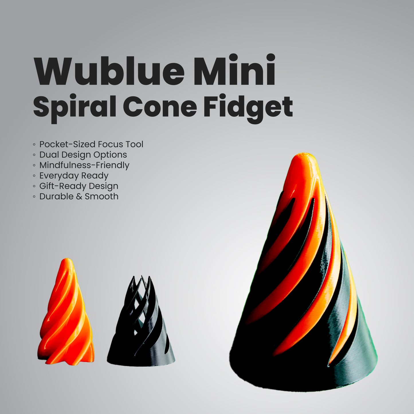 Wublue Mini spiral cone fidget toy – Compact Fidget Cone Toy for Focus & Desk Play | Spiral & Hollow Designs | Pocket-Sized Stress Relief
