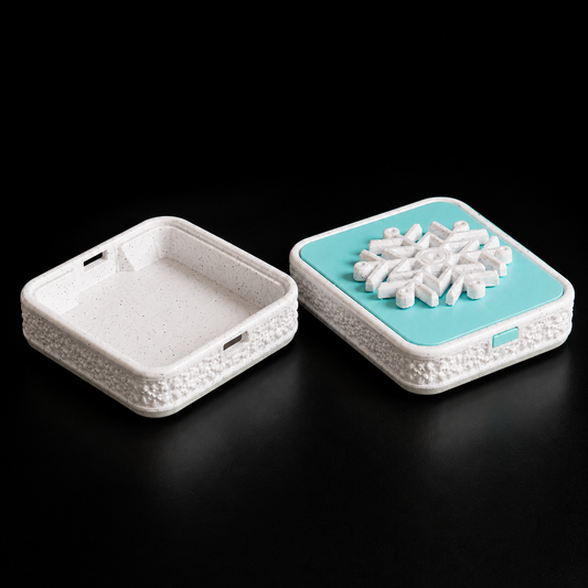 Wublue Snowflake Tub – Compact Utility Box with Spinner Lid | Decorative Storage for Trinkets, Jewelry & Desk Items
