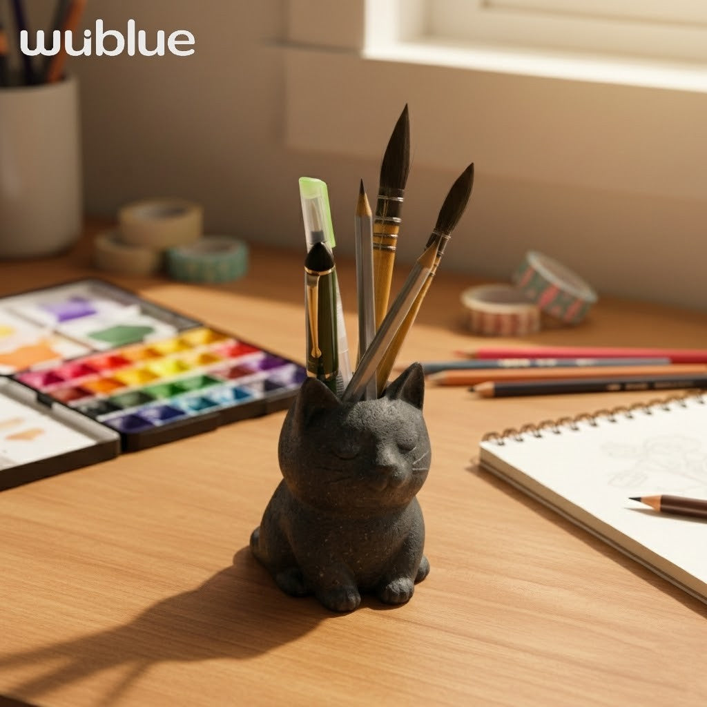Wublue Mews Desk Organizer | Cat Shape Pen Holder