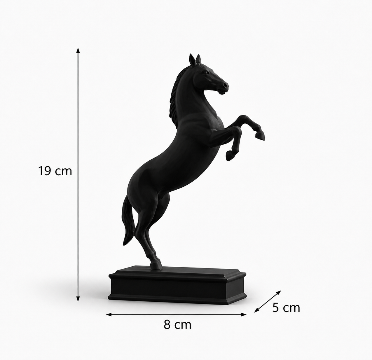 Rearing Horse Sculpture | Premium Black Stallion Showpiece