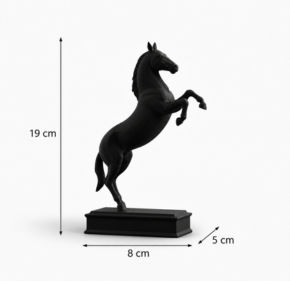 Rearing Horse Sculpture | Premium Black Stallion Showpiece