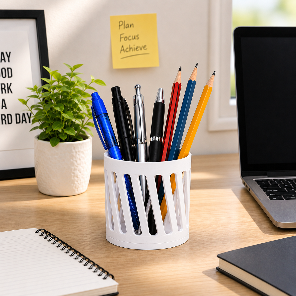 Wublue Lattice Desk Pen Holder