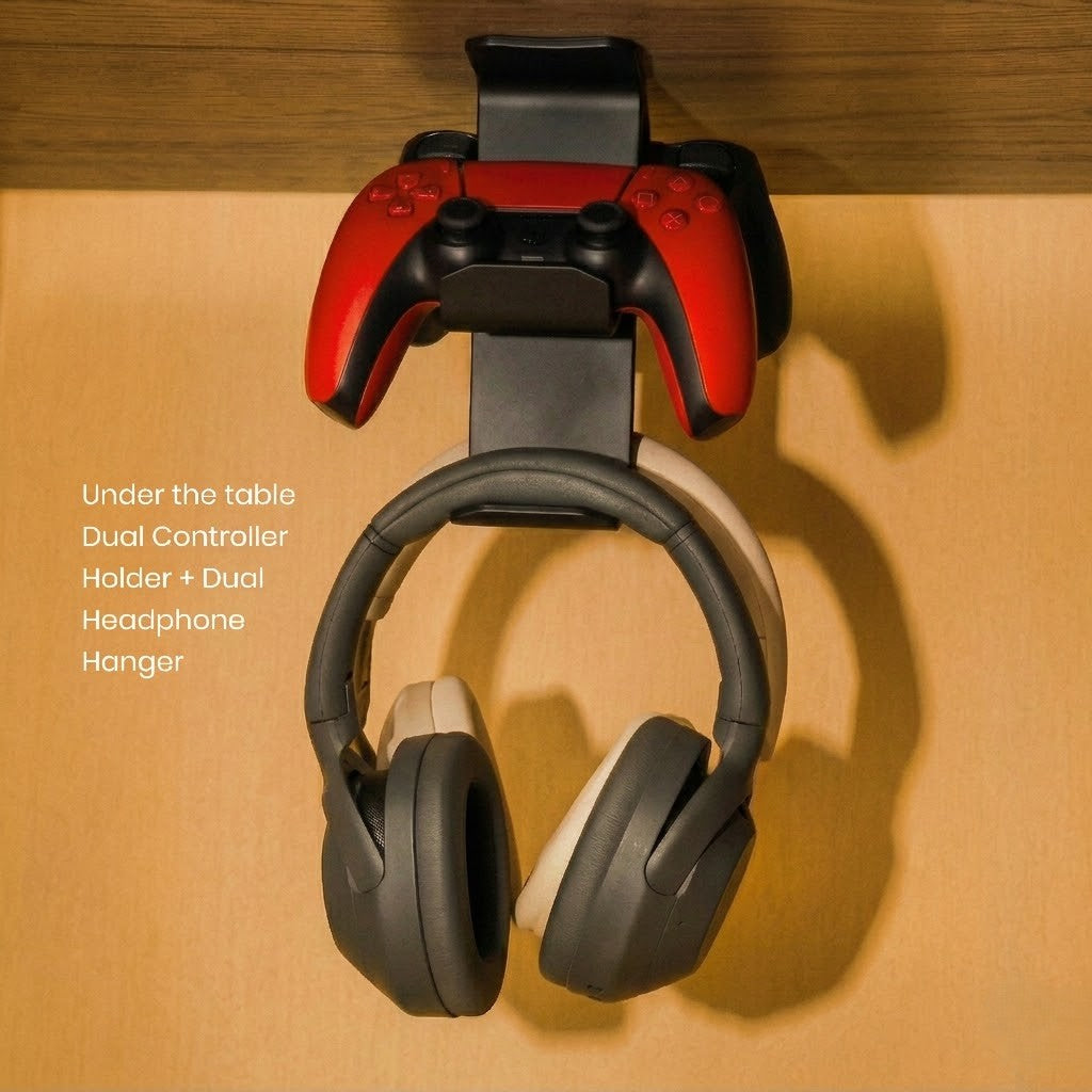 Wublue Monolith 3D Printed Under Desk Headphone & Dual Controller Stand