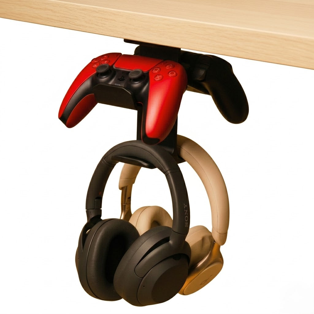 Wublue Monolith 3D Printed Under Desk Headphone & Dual Controller Stand