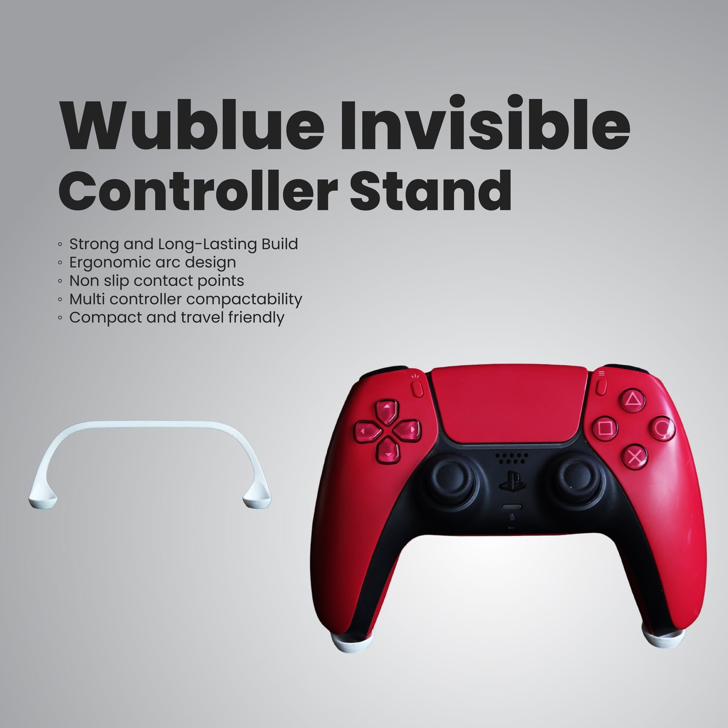 Wublue Invisible Gaming Controller Stand for PS5, Xbox & Gamepads | Scratch-Free Grip | Minimal & Compact Desk Display