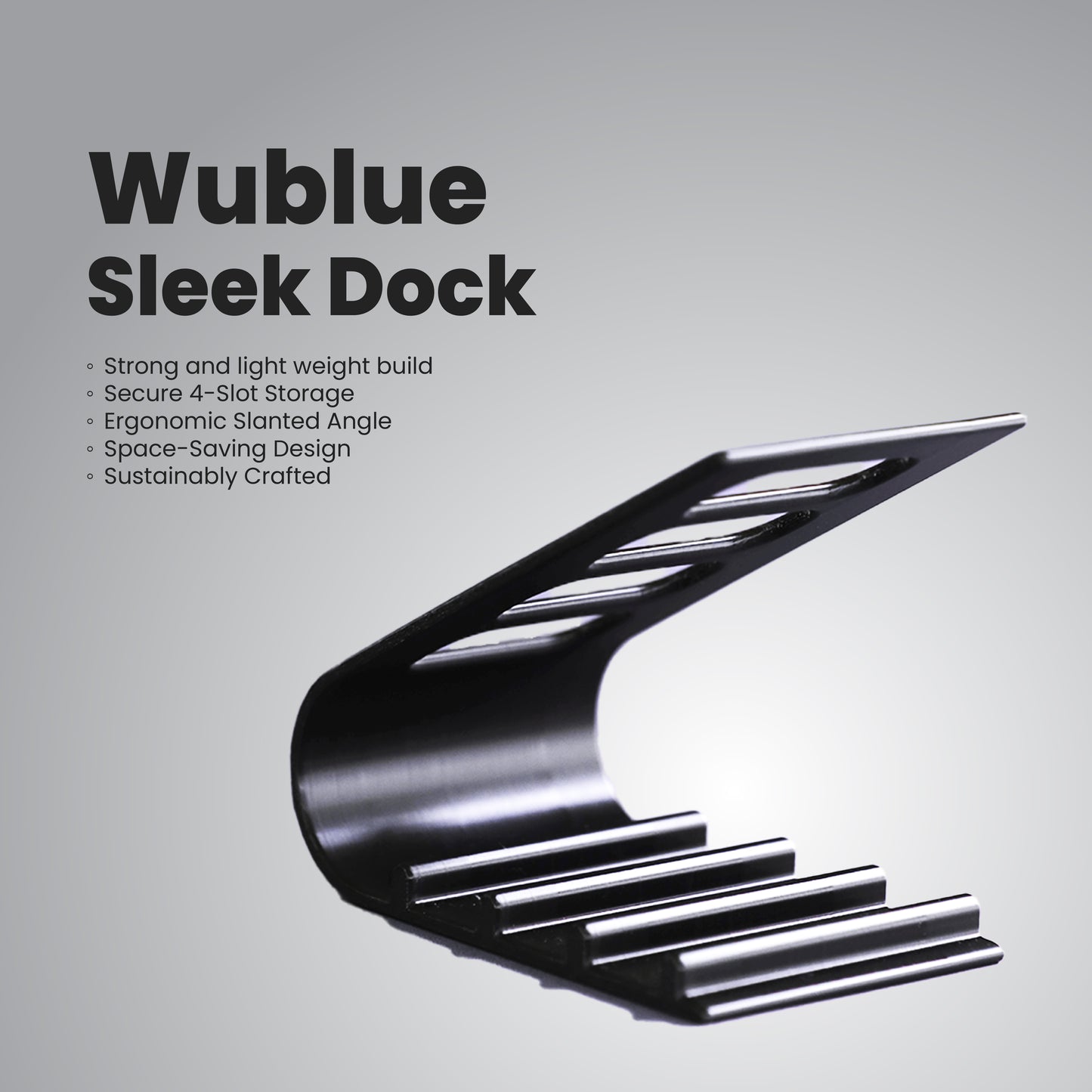 Wublue SleekDock – Remote Holder Stand | Holds up to 4 Remotes | Ergonomic Slant Design | Desk & Living Room Organizer