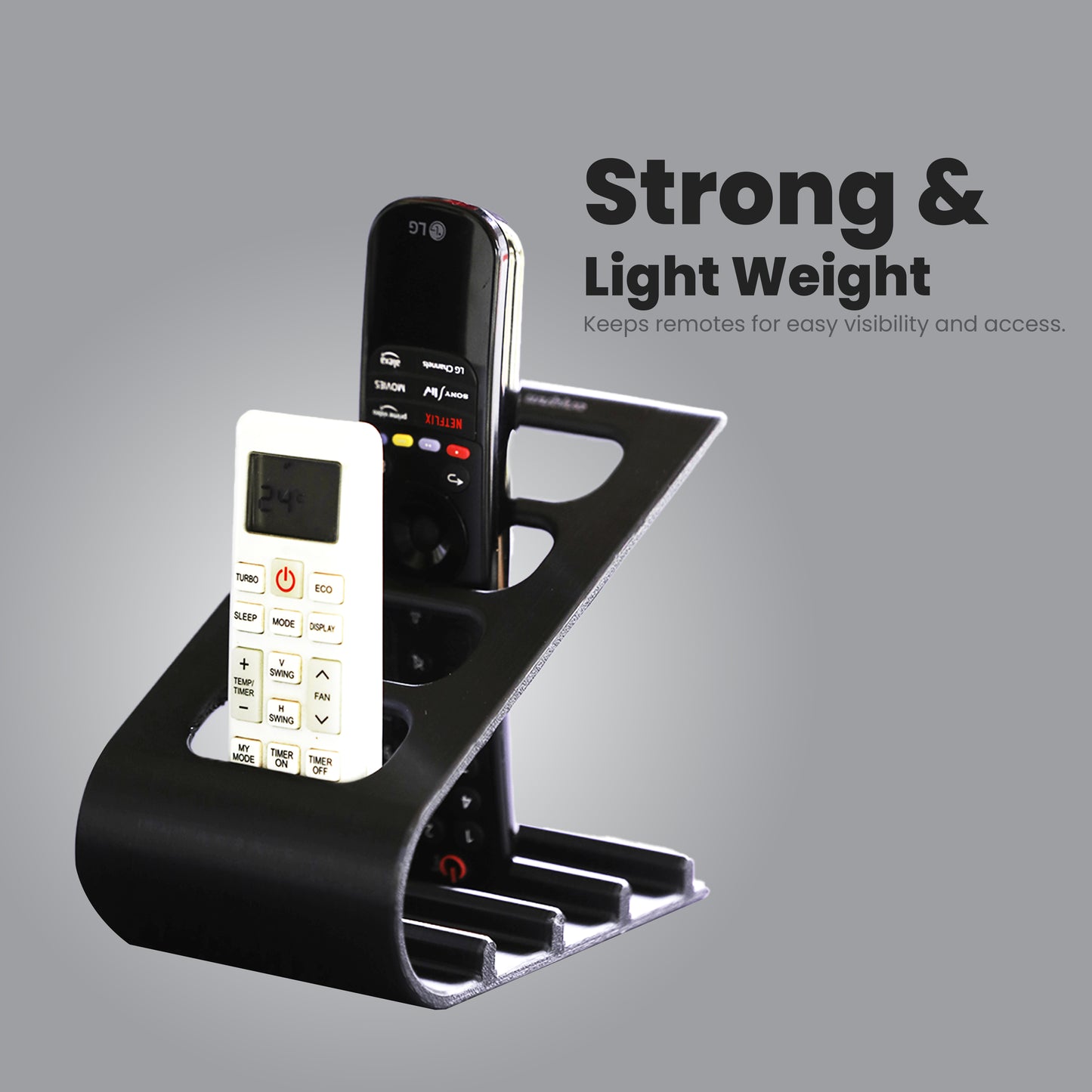 Wublue SleekDock – Remote Holder Stand | Holds up to 4 Remotes | Ergonomic Slant Design | Desk & Living Room Organizer