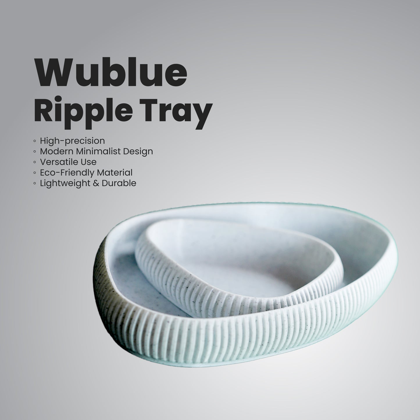 Wublue Oval Tray large – Minimalist Decorative Organizer | Ribbed Texture | For Keys, Jewelry, Makeup & Desk Essentials