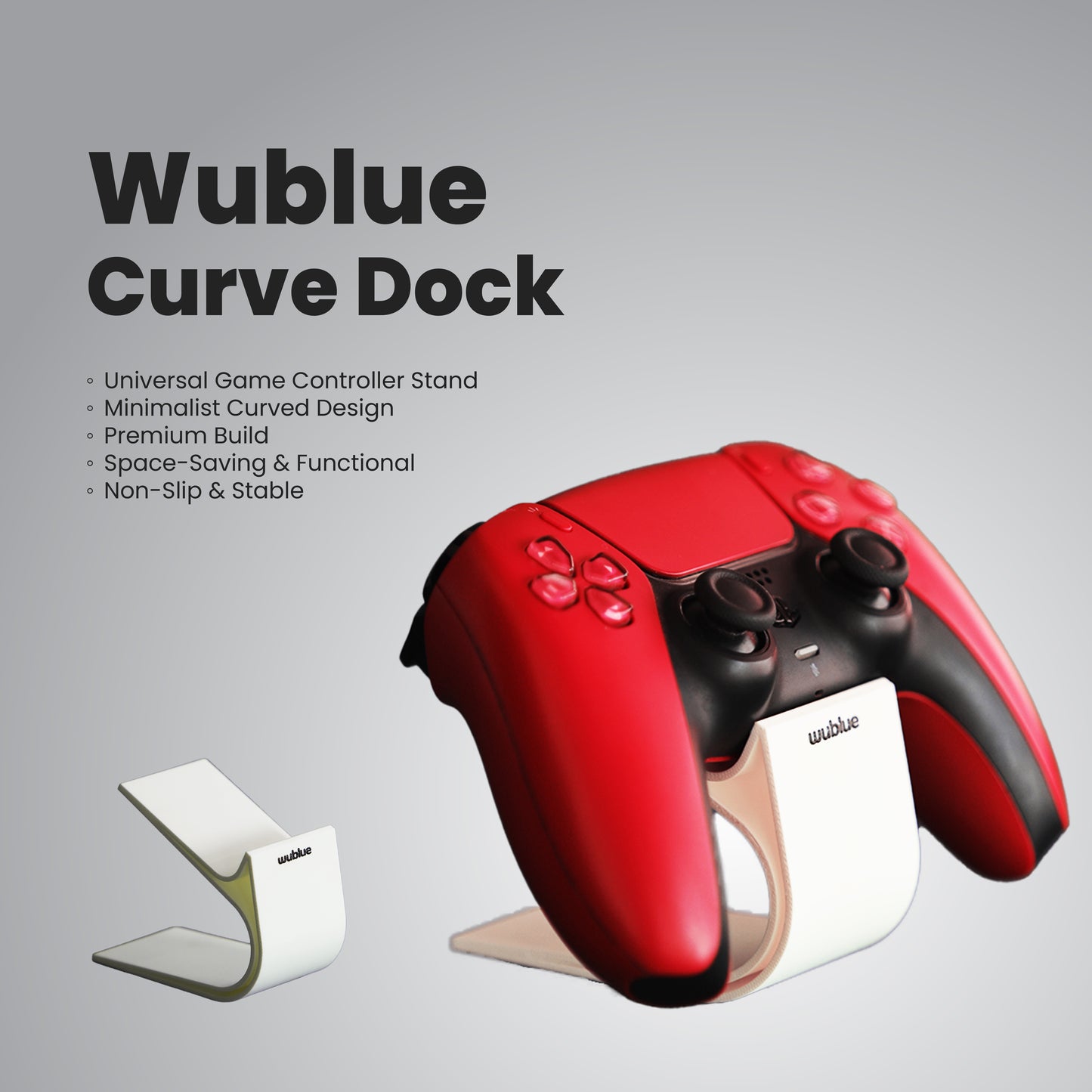 Wublue CurveDock – Minimalist Controller Stand | Clean Modern Design | Universal Fit for Gamepads & Desks