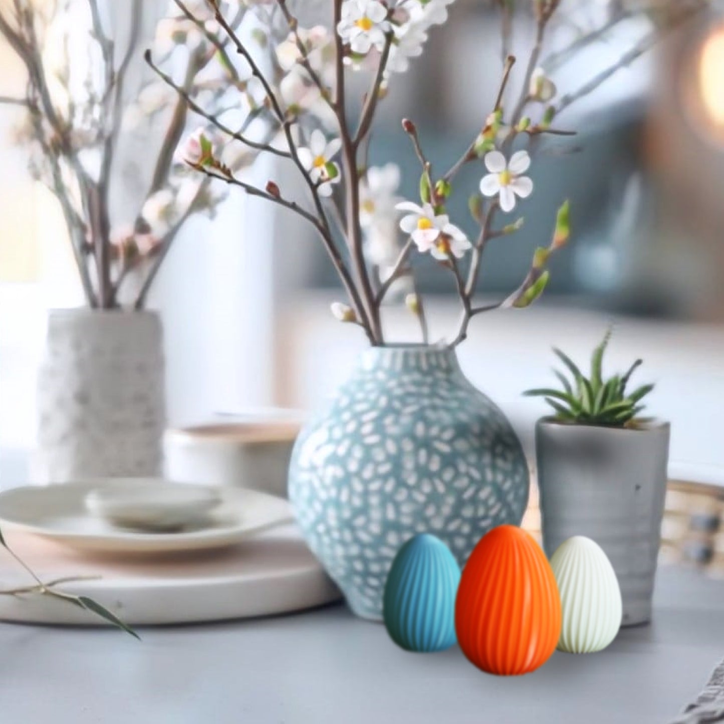 Wublue Easter Egg –  Single Ribbed Decorative Egg | Minimalist Desk & Shelf Accent