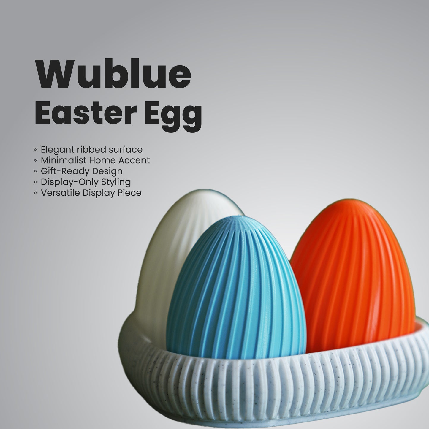 Wublue Easter Egg –  Single Ribbed Decorative Egg | Minimalist Desk & Shelf Accent