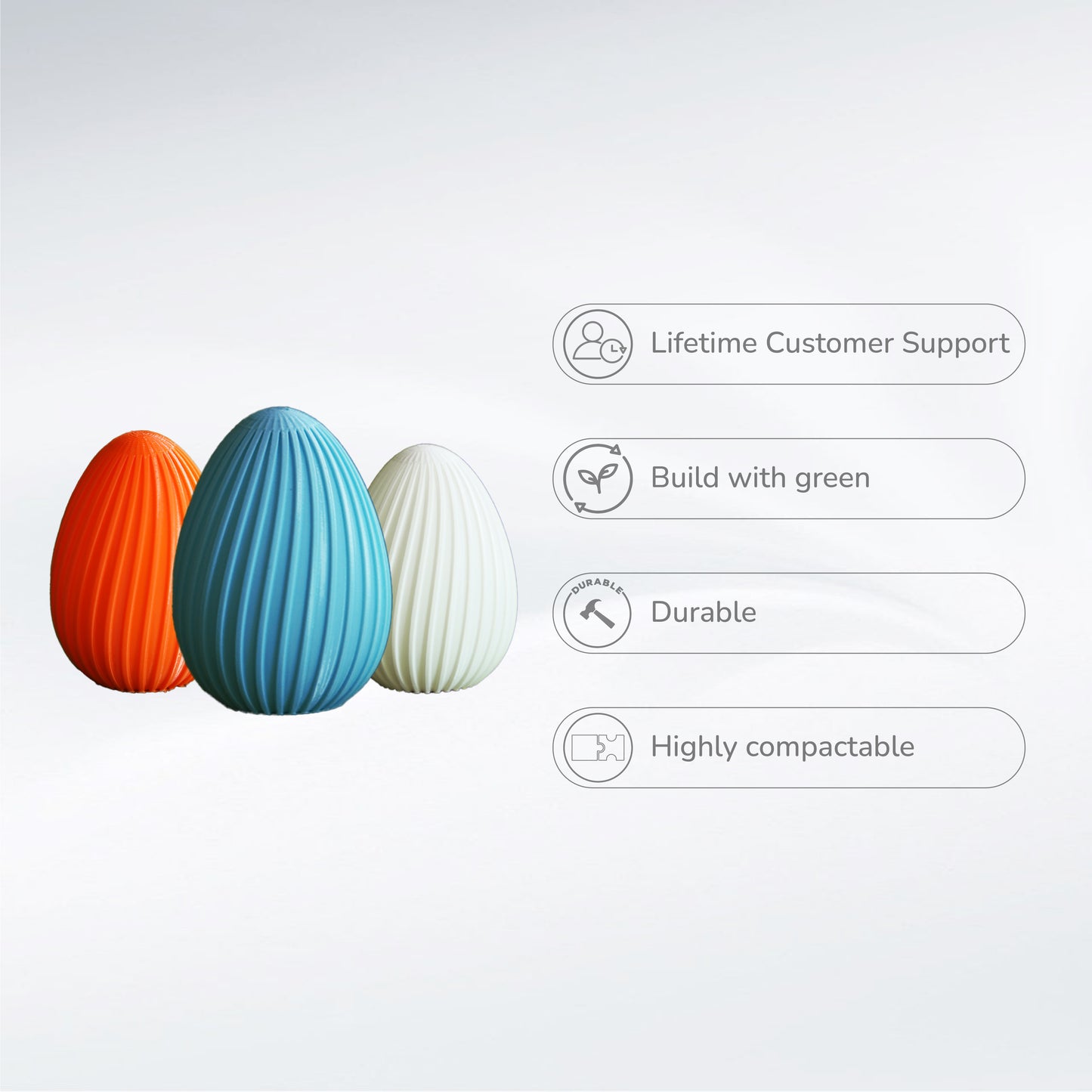 Wublue Easter Egg –  Single Ribbed Decorative Egg | Minimalist Desk & Shelf Accent