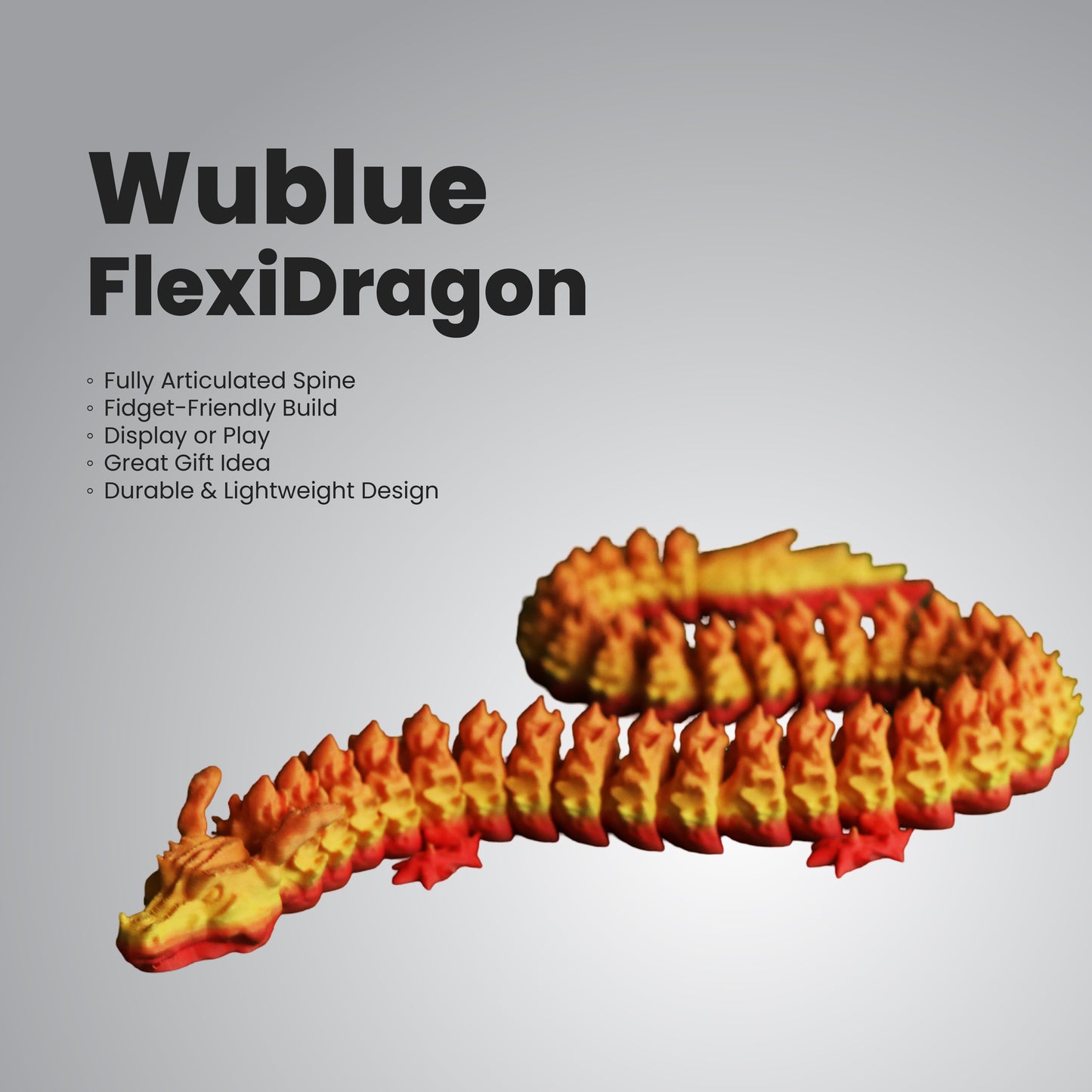 Wublue FlexiDragon – Articulated Fantasy Dragon Toy | Bendable Desk Decor | Fidget-Friendly Collectible for All Ages