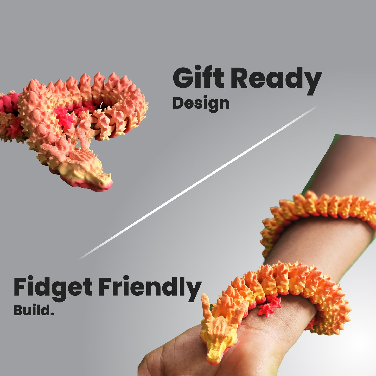 Wublue FlexiDragon – Articulated Fantasy Dragon Toy | Bendable Desk Decor | Fidget-Friendly Collectible for All Ages
