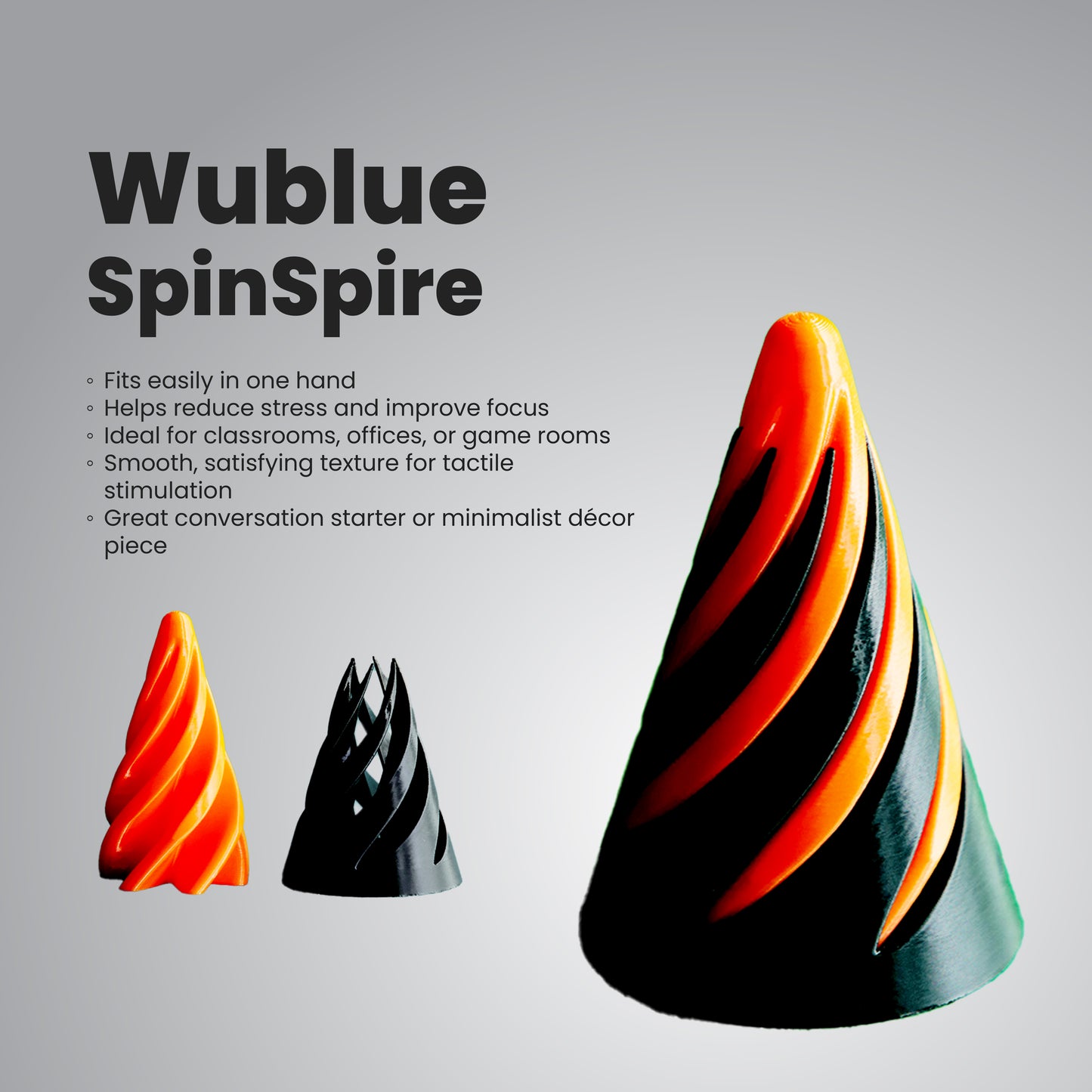 Wublue spiral cone fidget toy– Fidget Cone Toy for Desk, Focus & Fun | Spiral & Hollow Variants | Stress Relief for All Ages