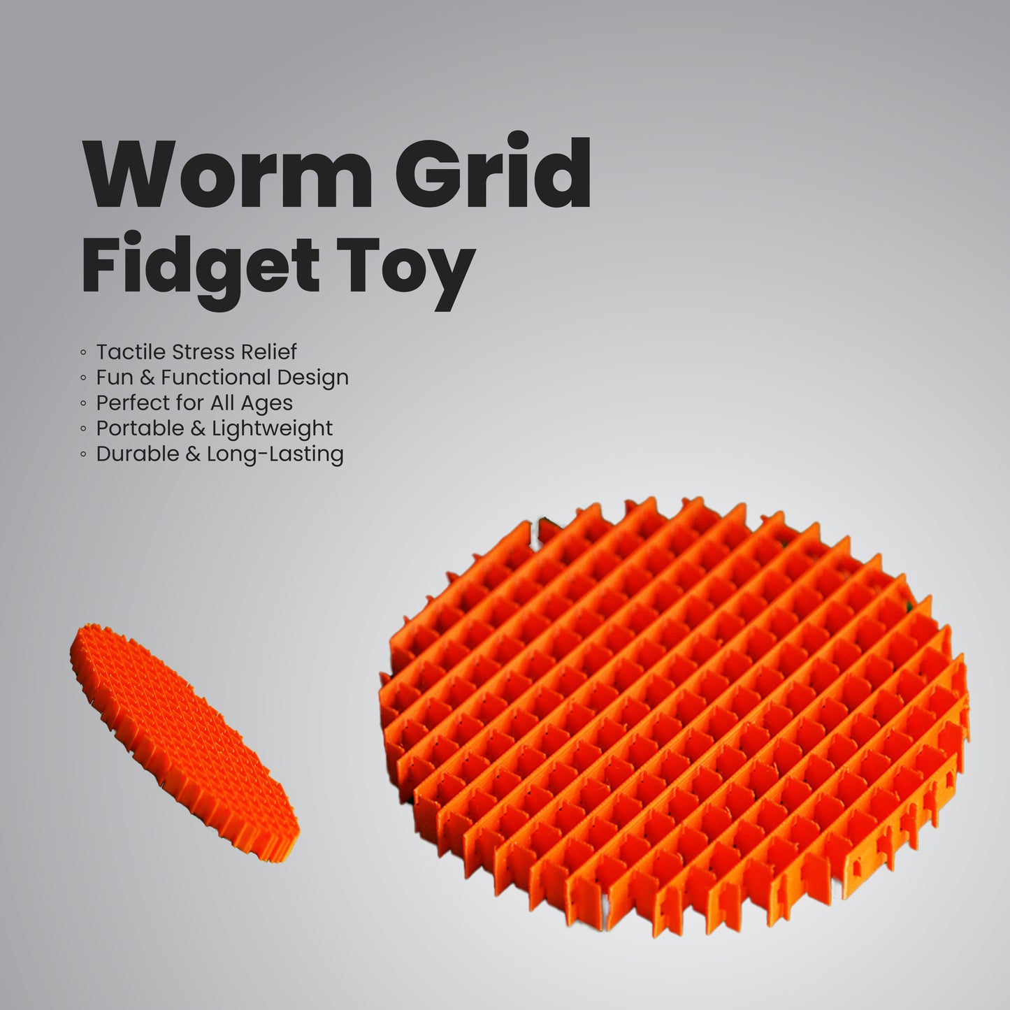 Wublue Worm Grid Fidget Toy – Sensory Stress Relief Toy for Kids & Adults | Tactile Puzzle Desk Toy for Focus, Relaxation & ADHD Anxiety Relief