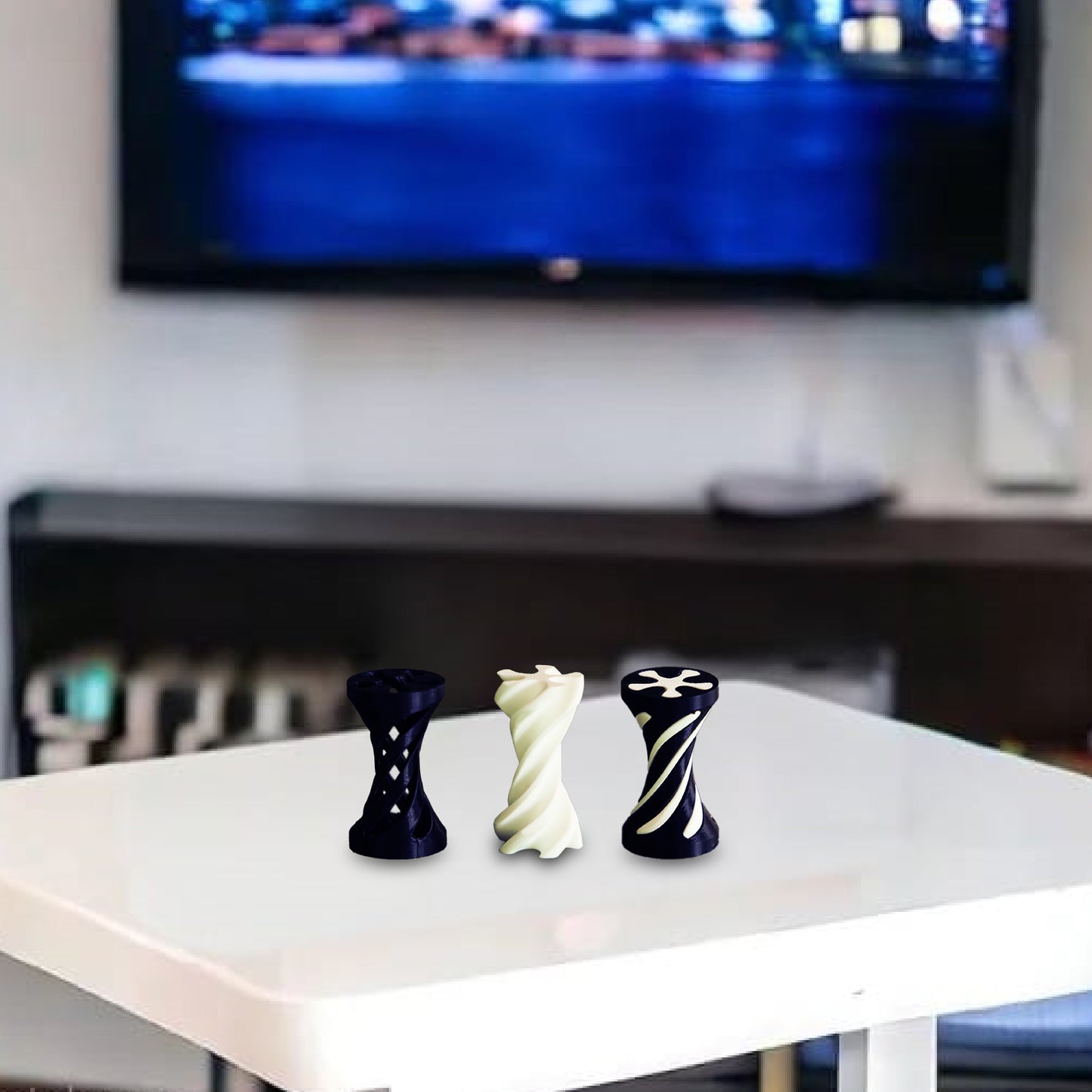 Wublue Spiral Totem fidget – Abstract Miniature Decor | Swirl Design | Dual-Tone Tabletop Accent | Modern Desk Art