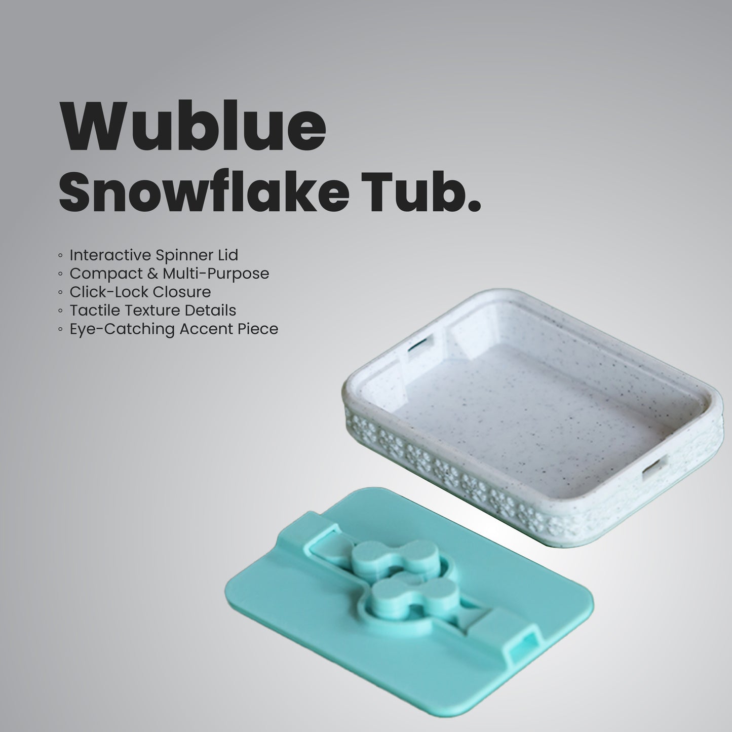 Wublue Snowflake Tub – Compact Utility Box with Spinner Lid | Decorative Storage for Trinkets, Jewelry & Desk Items