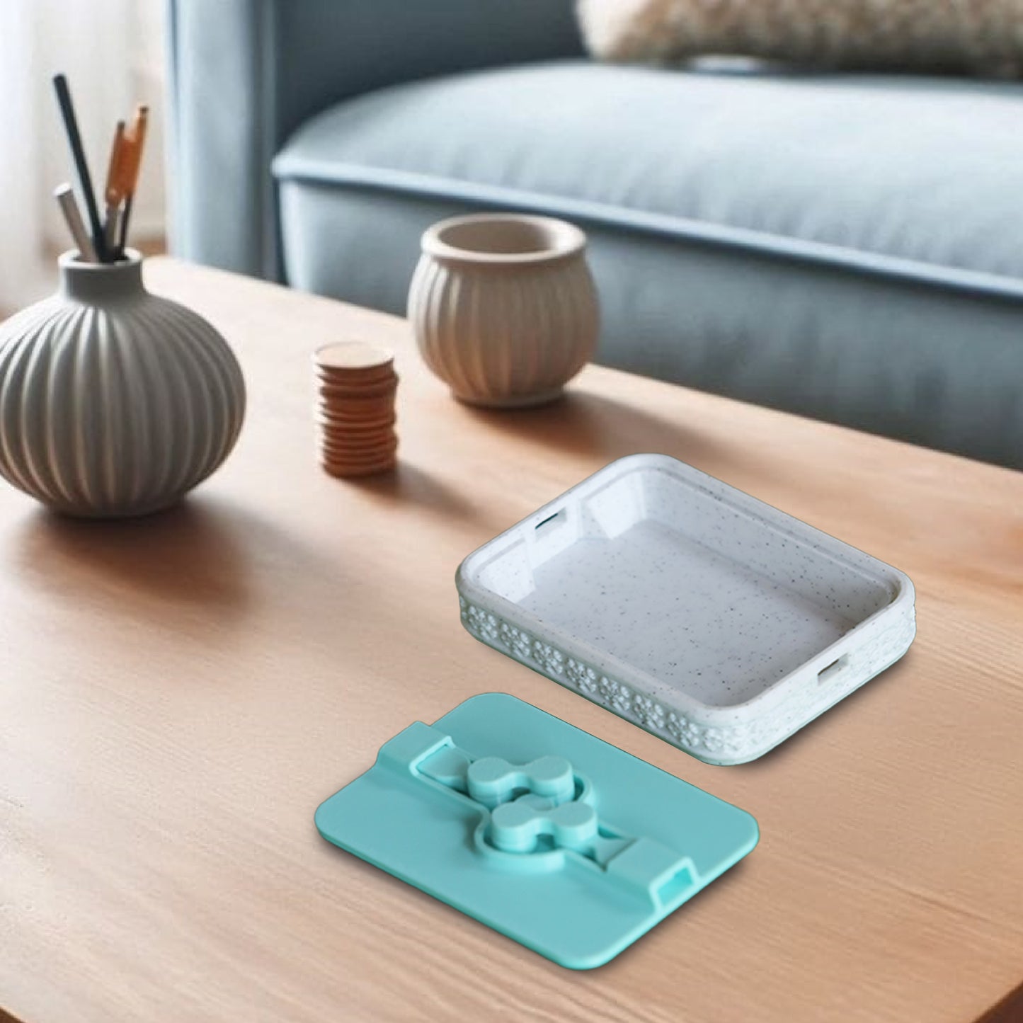 Wublue Snowflake Tub – Compact Utility Box with Spinner Lid | Decorative Storage for Trinkets, Jewelry & Desk Items