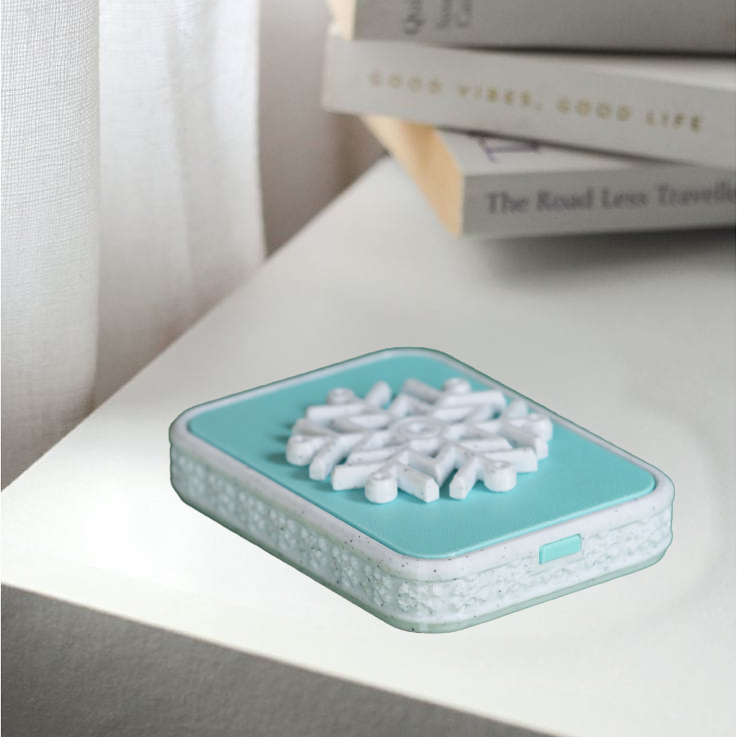Wublue Snowflake Tub – Compact Utility Box with Spinner Lid | Decorative Storage for Trinkets, Jewelry & Desk Items