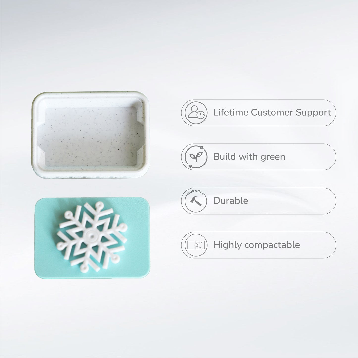 Wublue Snowflake Tub – Compact Utility Box with Spinner Lid | Decorative Storage for Trinkets, Jewelry & Desk Items