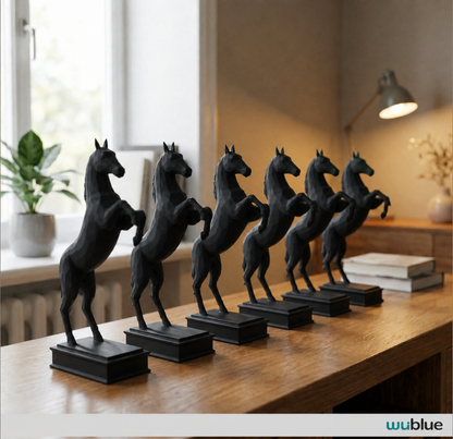 Rearing Horse Sculpture | Premium Black Stallion Showpiece