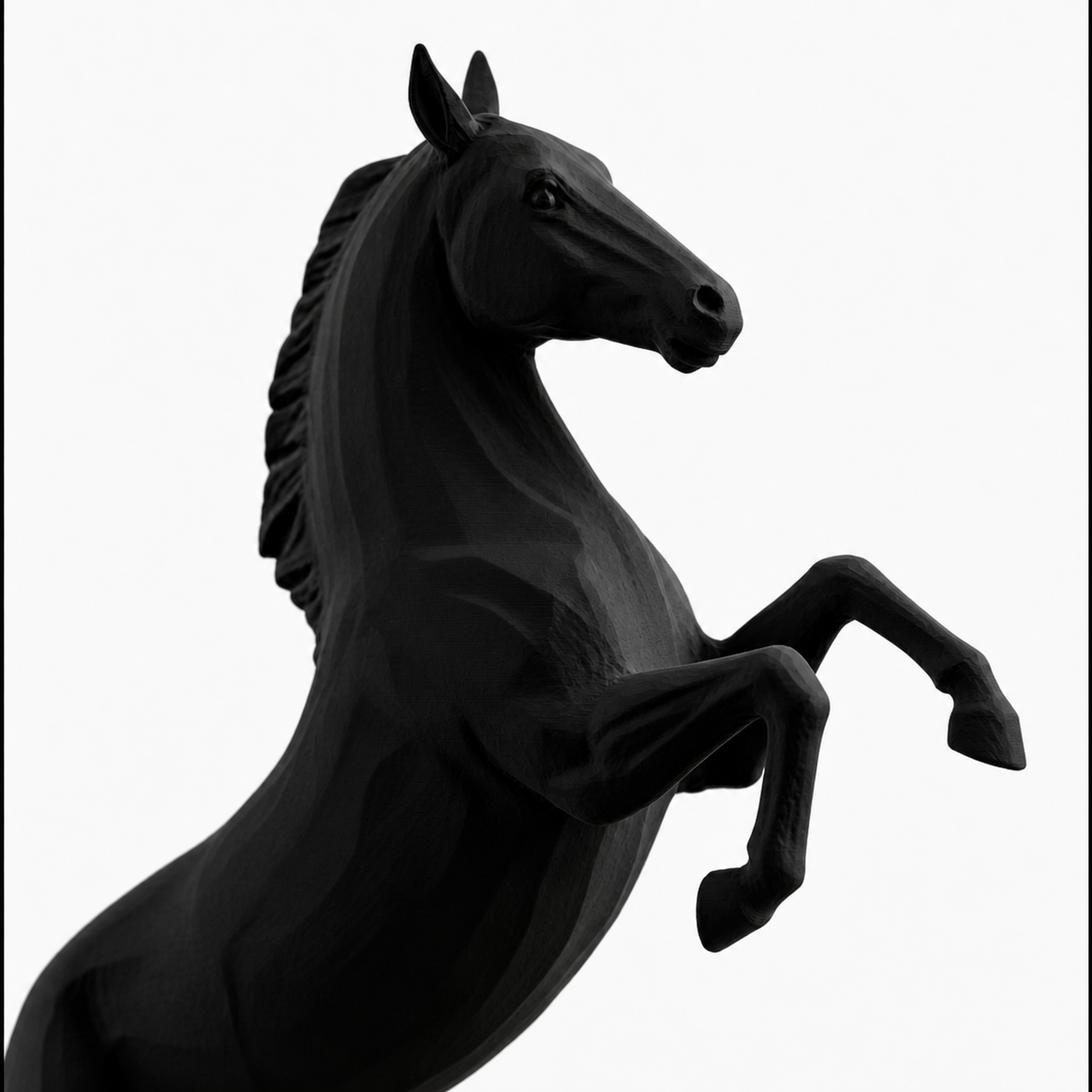 Rearing Horse Sculpture | Premium Black Stallion Showpiece