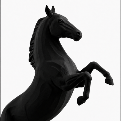 Rearing Horse Sculpture | Premium Black Stallion Showpiece