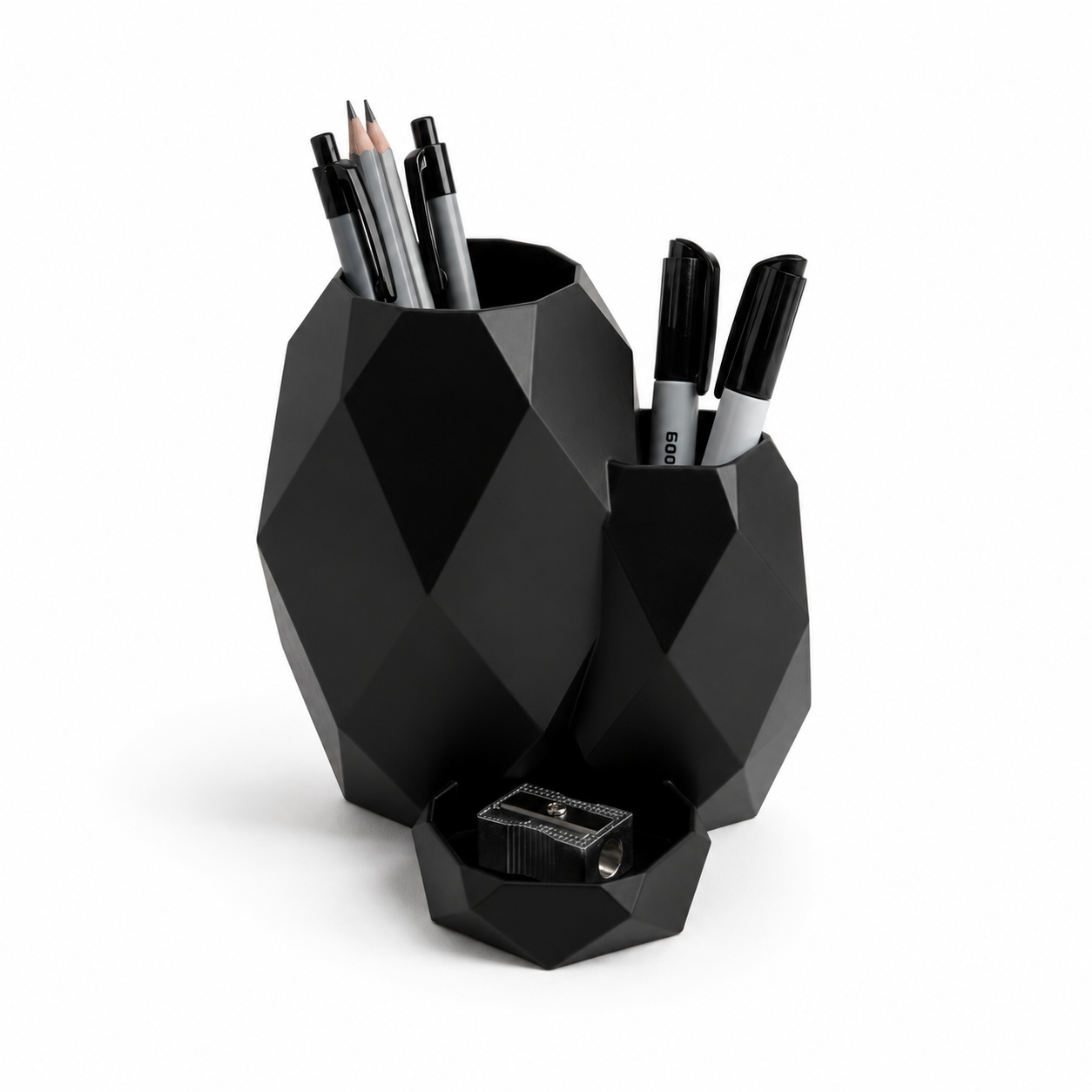 Wublue Cell Desk Organizer | Geometric Pen Holder with Tray