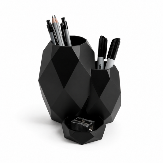 Wublue Cell Desk Organizer | Geometric Pen Holder with Tray
