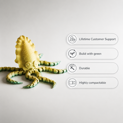 Wublue FlexiSquid Articulated Squid Toy Fidget Companion & Desk Decor for All Ages