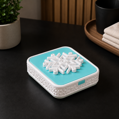 Wublue Snowflake Tub – Compact Utility Box with Spinner Lid | Decorative Storage for Trinkets, Jewelry & Desk Items