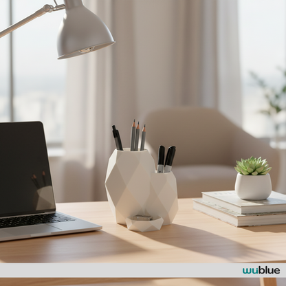 Wublue Cell Desk Organizer | Geometric Pen Holder with Tray