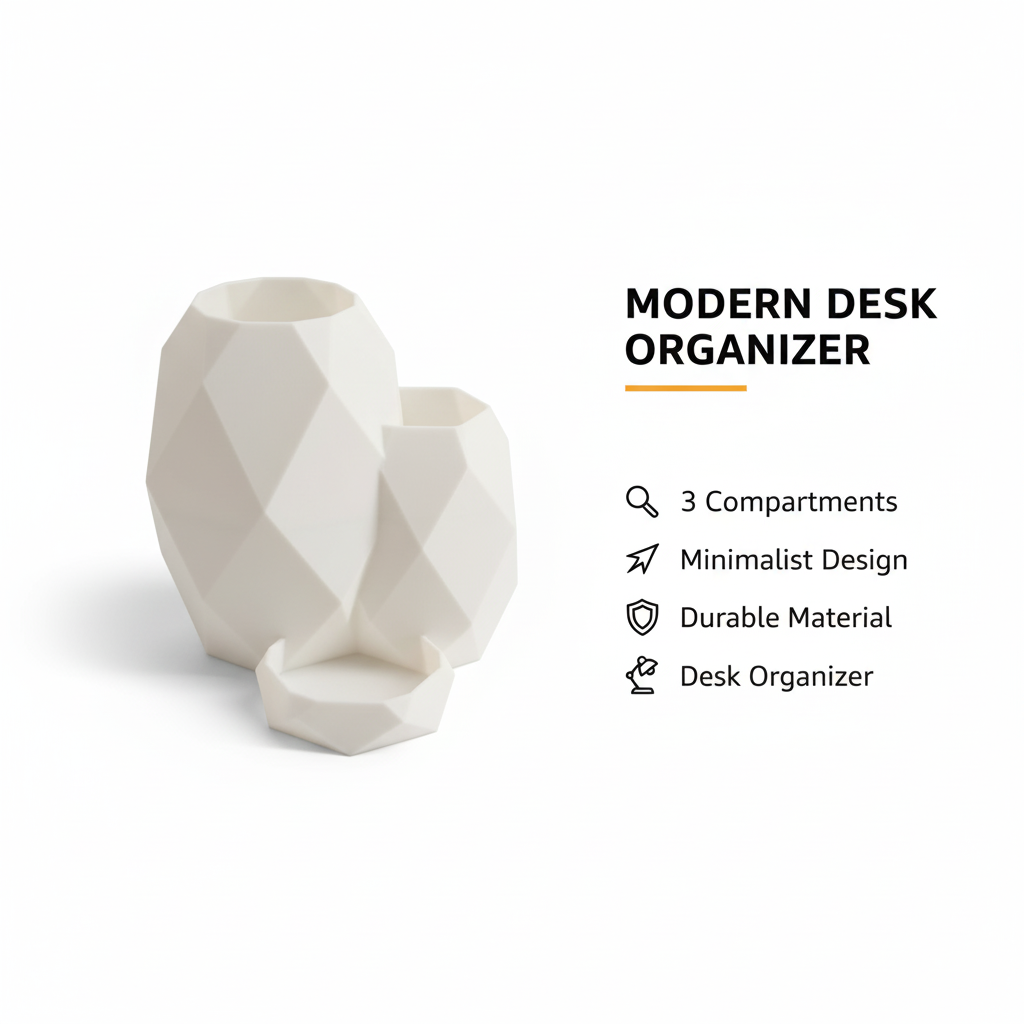 Wublue Cell Desk Organizer | Geometric Pen Holder with Tray