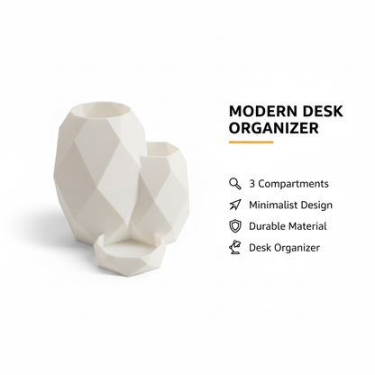 Wublue Cell Desk Organizer | Geometric Pen Holder with Tray