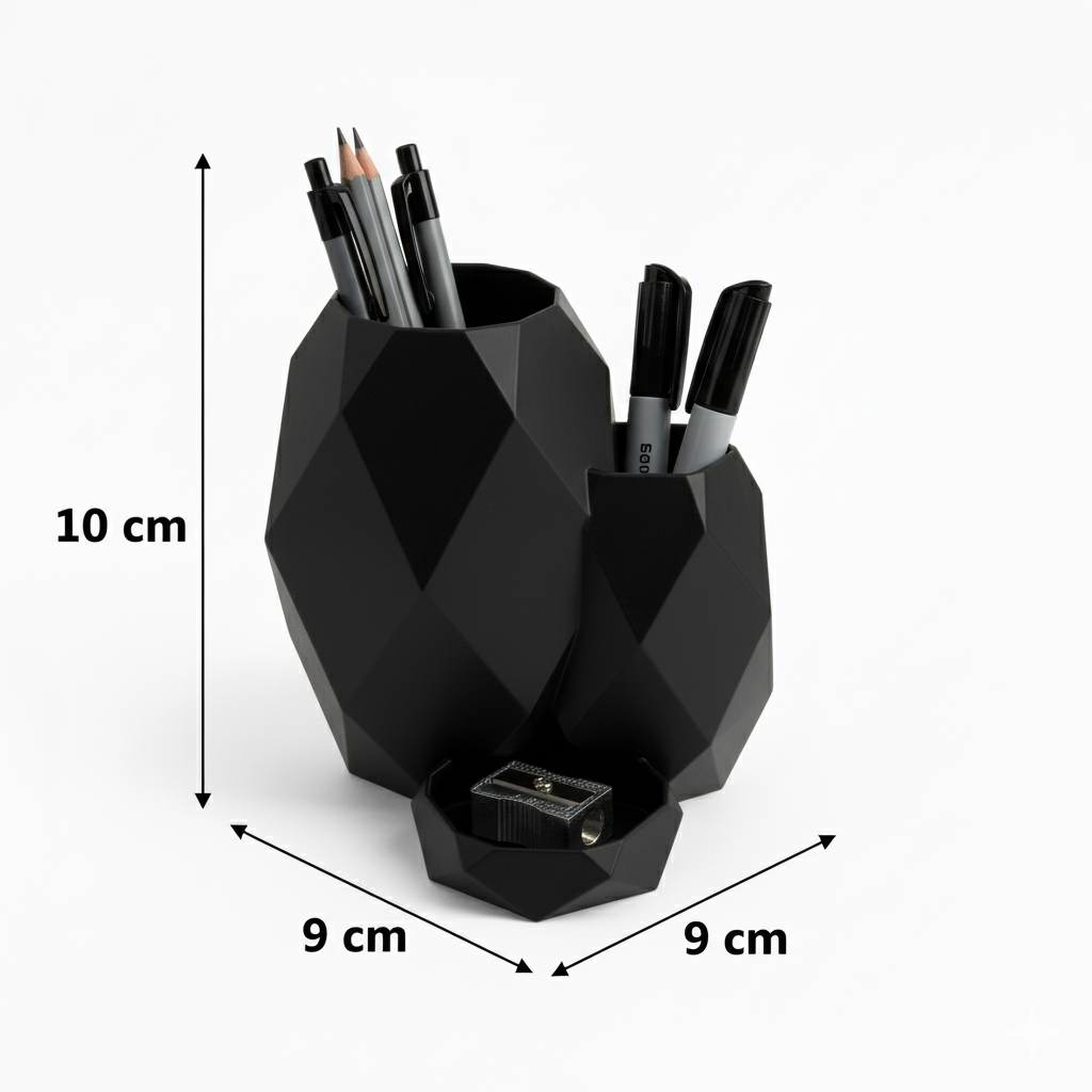 Wublue Cell Desk Organizer | Geometric Pen Holder with Tray