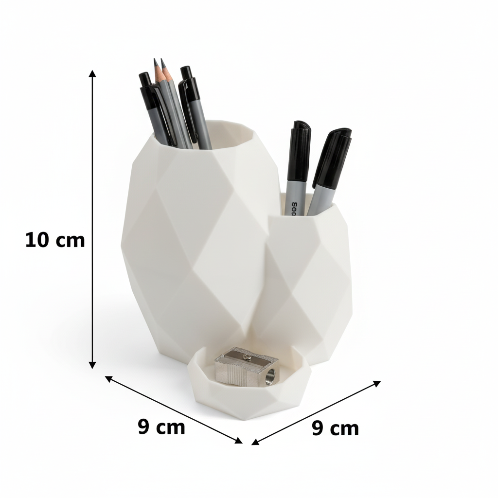 Wublue Cell Desk Organizer | Geometric Pen Holder with Tray