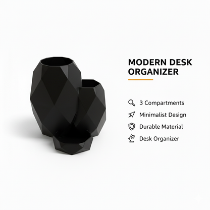Wublue Cell Desk Organizer | Geometric Pen Holder with Tray