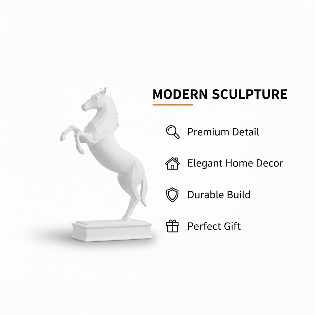 Rearing Horse Sculpture | Premium Black Stallion Showpiece