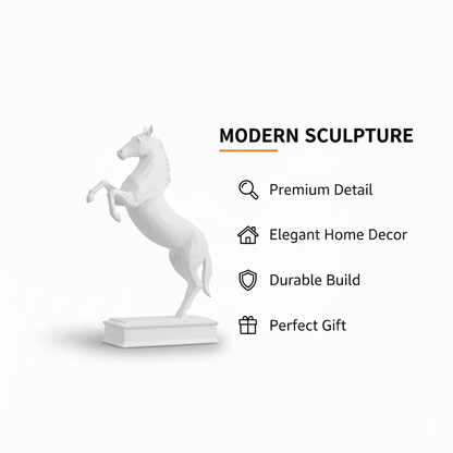 Rearing Horse Sculpture | Premium Black Stallion Showpiece